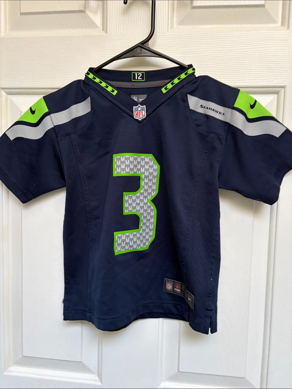 Nike Kids Seattle Seahawks #3 Navy with Neon Green Accents Jersey